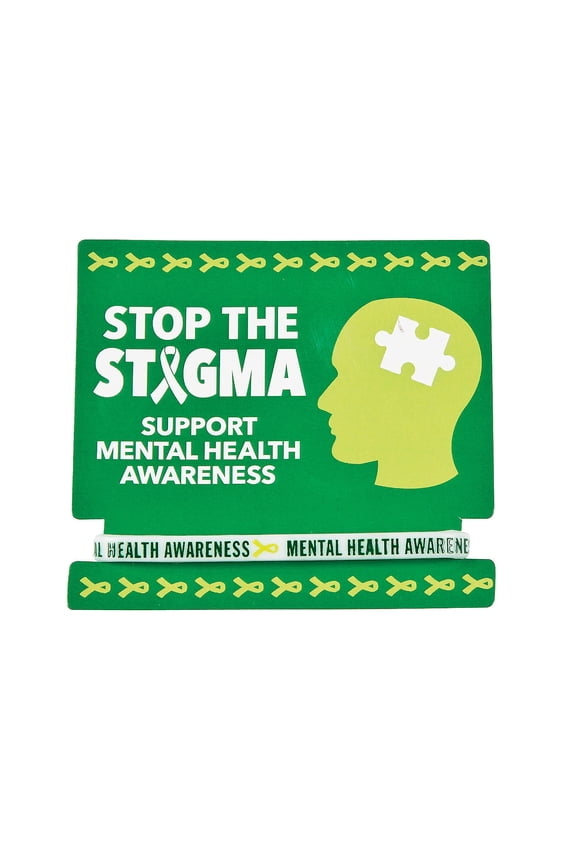Mental Health Rubber Bracelet On Card - Jewelry - 12 Pieces