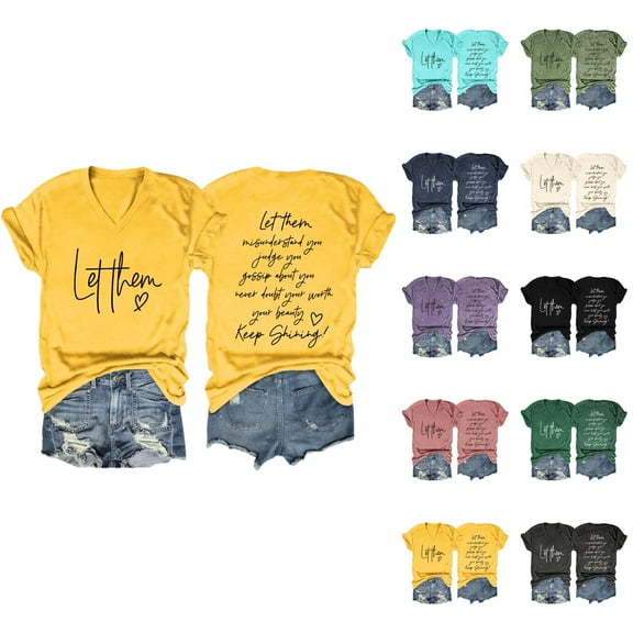 Mental Health Shirt for Women Let Them Misunderstand You Tshirt Casual V-Neck Tshirts Motivational Graphic Tees