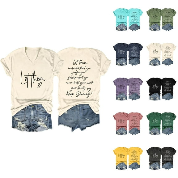 Mental Health Shirt for Women Let Them Misunderstand You Tshirt Casual V-Neck Tshirts Motivational Graphic Tees