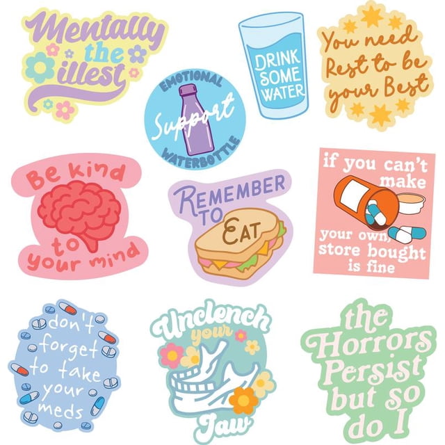 Health Fun Stickers Mental Health Sticker Extra Large Stickers for Adults Funny Adhesives ...