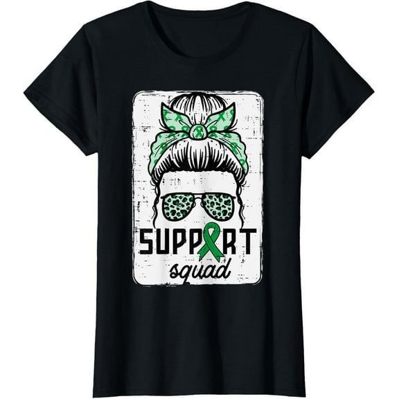 Mental Health Support Squad Messy Bun Awareness Women Girls T-Shirt100% cotton