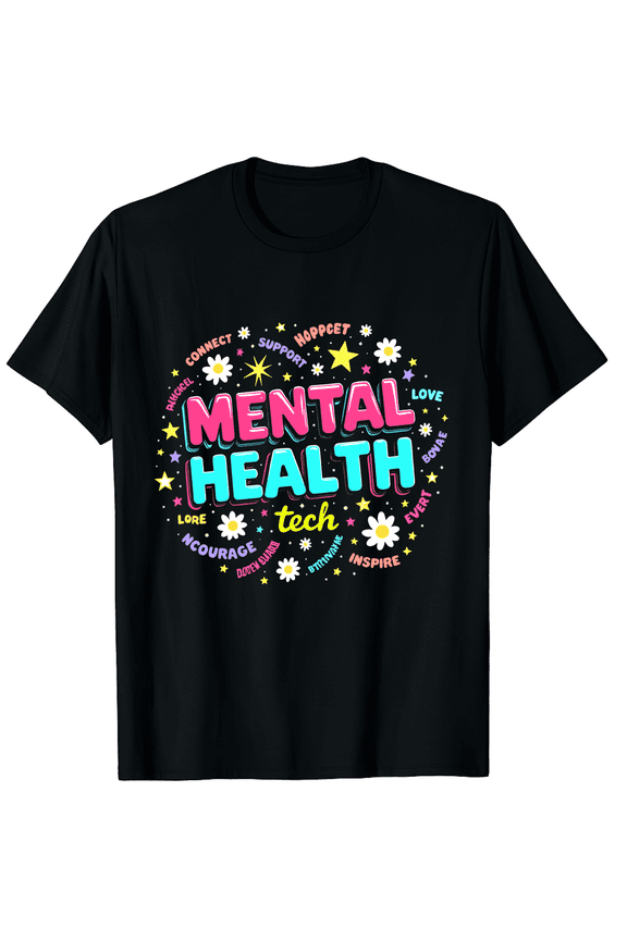 Mental Health Tech Appreciation Mental Health Technician Graphic Black T-Shirt for Men and Women