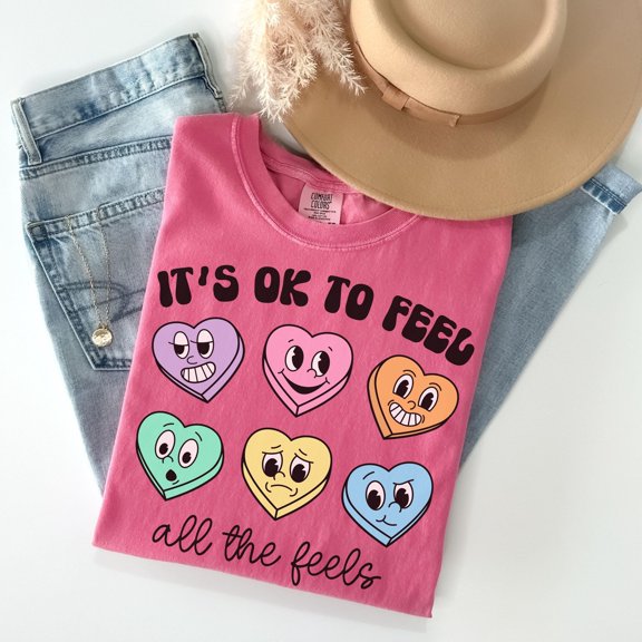 Mental Health Valentines Day Shirt Therapist Shirt Itamp39s Ok to Feel All The Feels Schoo