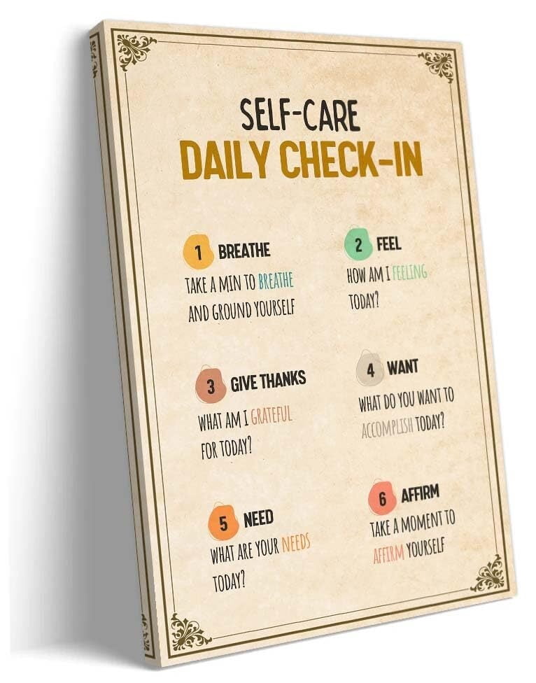 Mental Health Wall Art Self Care Daily Check In Therapy Prints Anxiety ...