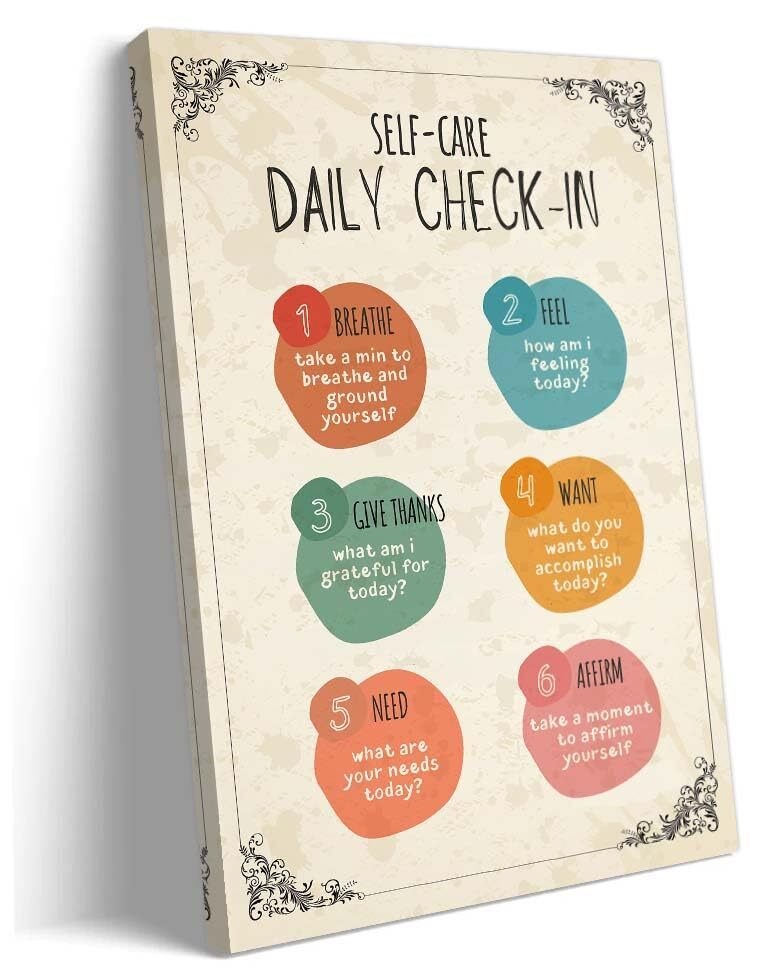 Mental Health Wall Art Self Care Daily Check In Therapy Prints Posters ...