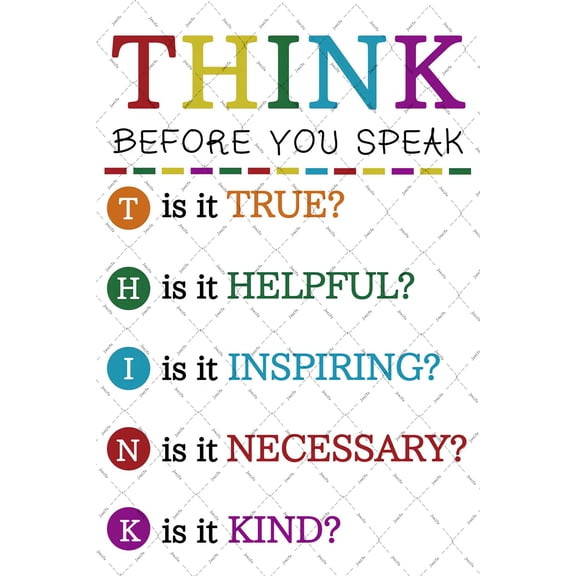 Mental Health Wall Decor Think Before You Speak Metal Tin Signs Classroom Tin Signs Positive Quotes Inspirational Tin Signs Size: 12 x 16 inch