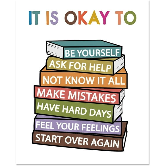 Mental Health Wall Posters 1 Pc Boho Classroom Book Decor Counseling Office Decor Painting Rectangle Positive Educational House Poster for Art Counselor Office
