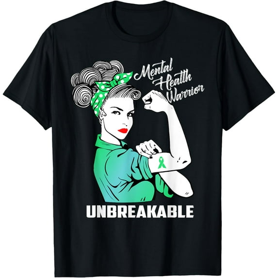 Mental Health Warrior Unbreakable - Awareness Month Shirt T-ShirtMen and women, Black T-shirt, size: Extra large S-4XL