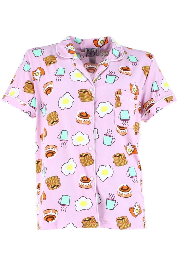 Breakfast Food Notched Collar Pajama Set (Women)