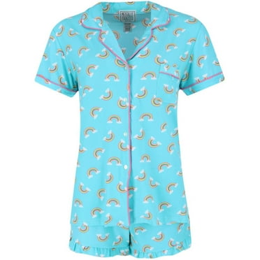 Mentally Exhausted  Rainbow Notch Short Sleeve and Shorts Pajama Set (Women)