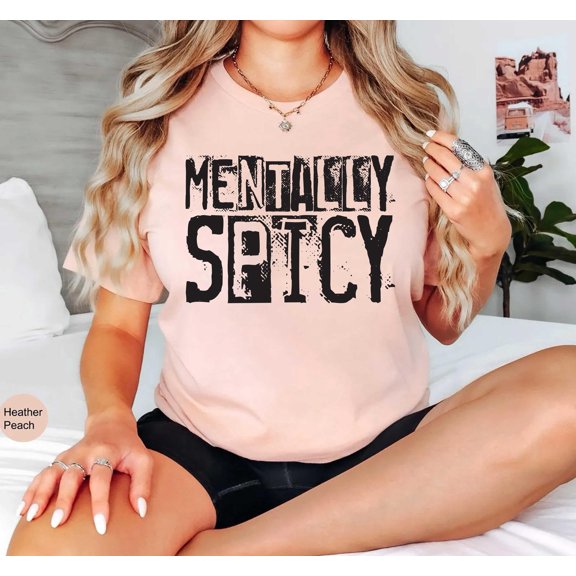 Mentally Spicy Shirt Retro Tee, Funny men.tal health, Retro Checkered Trendy , Tees, Unisex T-Shirt
