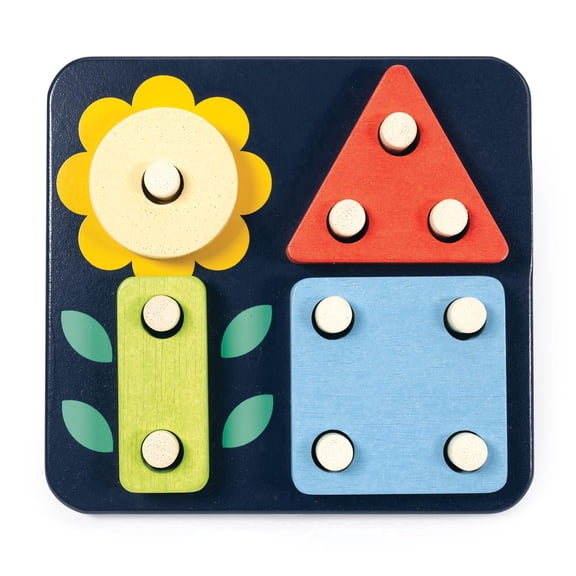Mentari Count & Match Peg Board - 5 Piece Wooden Montessori Counting and Fine Motor Skills Toy - Age 24m+