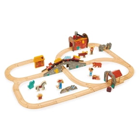 Mentari Gold Mine Train Set - Themed Wooden Train Set for Toddler Adventures Made from Sustainable Wood for Little Storytellers Unleash Creativity and Fun with Intricate Narratives