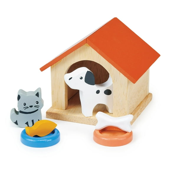 Mentari Toys - Dog & Cat Pet Set - Doll House Accessories - Great Add-on Pet Play Set to Any Dollhouse - Encourage Creative and Imaginative Fun Play for Children - Age 3+