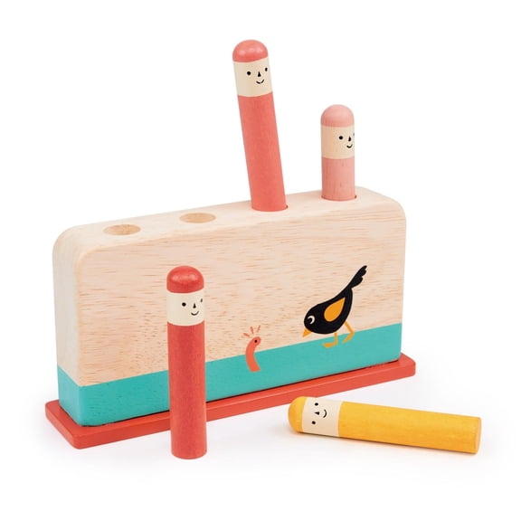 Mentari Toys - Early Bird Pop Up - Wooden Press and Release Toy - Age 18M+