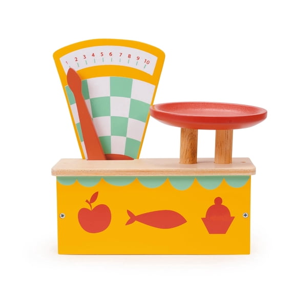 Mentari Market Weighing Scales - Beautiful Wooden Grocery Weighing Scales Toy for Pretend Play Age 3+