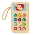 thumbnail image 1 of Mentari Toys - Mobile Phone - Wooden 12 Squishy Buttons and Secure Travel Strap - Number Recognition and Fine Motor Skills Development - Age 2+, 1 of 7