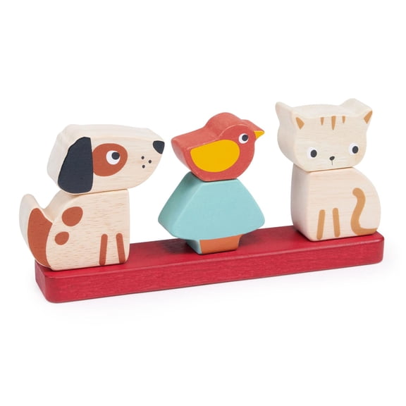 Mentari Toys - Pet Stacker - 7pcs Wooden Animal Stacker Toddler Toy - Age 12M+