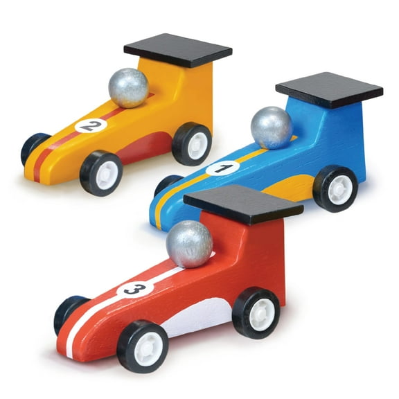 Mentari Toys - Pullback Racers - Wooden Vibrant Racing Car Trio with Pull-Back - Imaginative Play and Creativity - Age 3+