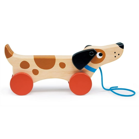 Mentari Toys - Puppy on Wheels - With Pull Chord, 4 Wheels, Rotating Ears - Enhances Motor Skills - Age 18M+