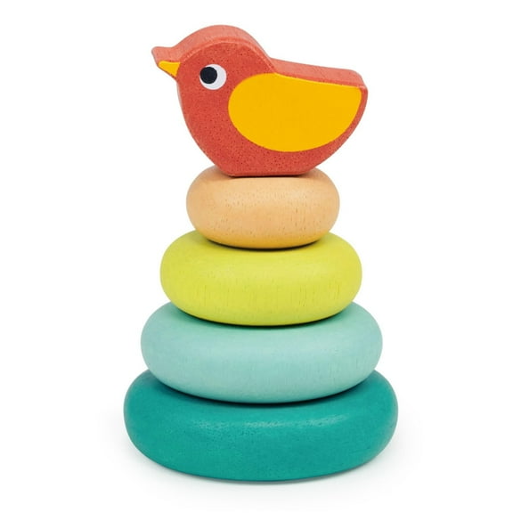 Mentari Toys - Stacking Tree with Bird - 5-piece Ring Stacker Toddler Toy - Age 12m+
