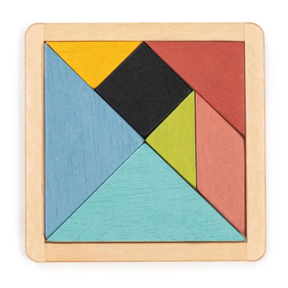 Mentari Toys - Tangram Puzzle - 9pc Wooden Shape Puzzle Set - Montessori STEM Learning and Problem-Solving Toy - Early Geometry Skills for Toddlers - Age 3+
