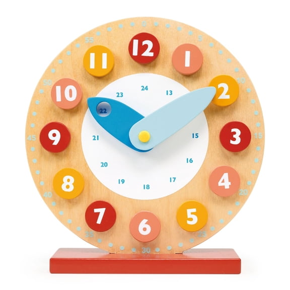 Mentari Teaching Clock - Wooden 3 Layer Counting Time Learning Clock -for Ages 3+