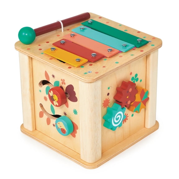 Mentari Toys - Toddler Activity Cube - Wooden 6-in-1 Montessori Learning Cube - Age 24M+