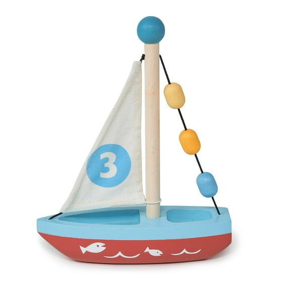 Mentari Toys - Wooden Sailaway Boat - Educational Wooden Sailing Boat Play Set with 3 Colorful Beads - Imaginative Play and Fine Motor Skills, Ship Toy Set for Boys and Girls - Age 18m+