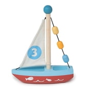 Mentari Wooden Sailaway Boat - Educational Boat Play Set with 3 Colorful Beads for Age 18m+