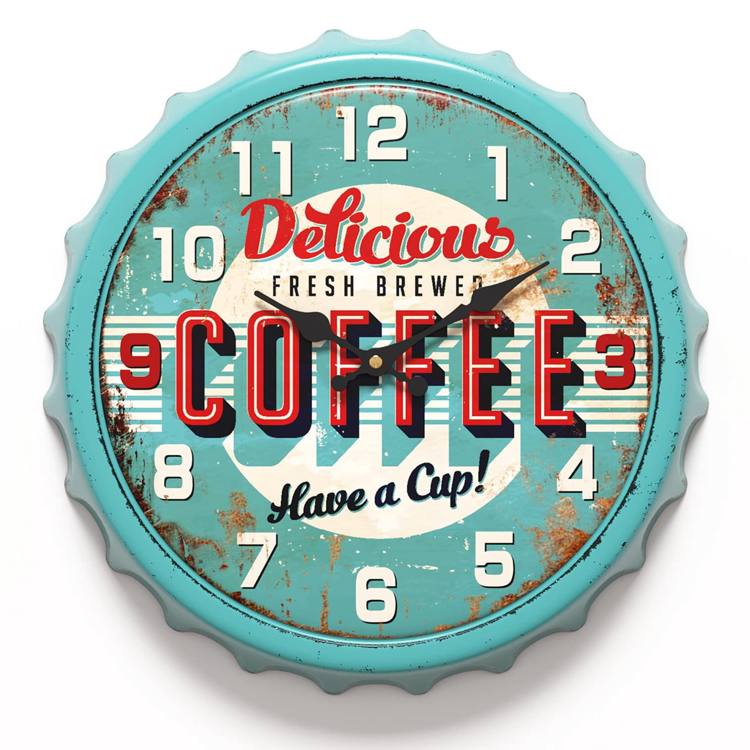 Menterry Bottle Cap Design Iron Retro Wall Clock, 13 inch Vintage Style ...