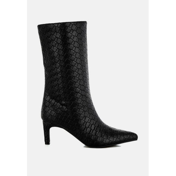Mentha Woven Faux Leather Boots