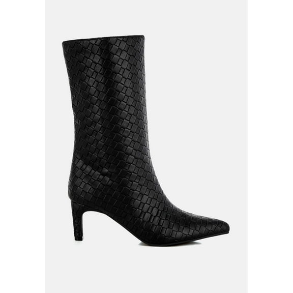 Mentha Woven Faux Leather Boots