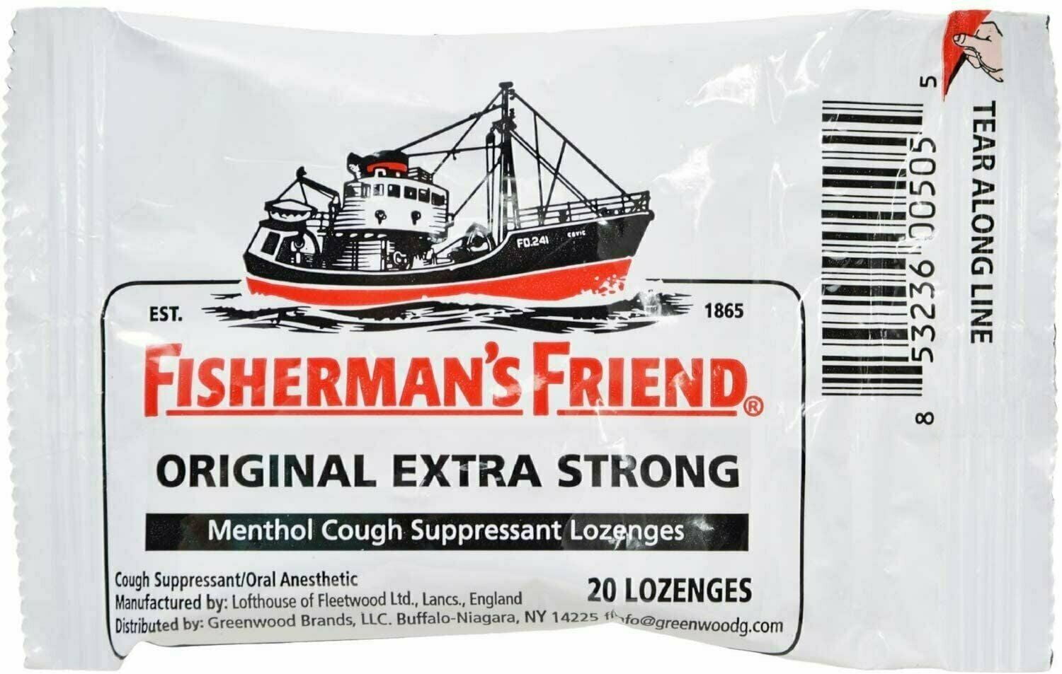 Fisherman's Friend Extra Strong Menthol Cough Lozenges, 20ct, 12-Pack