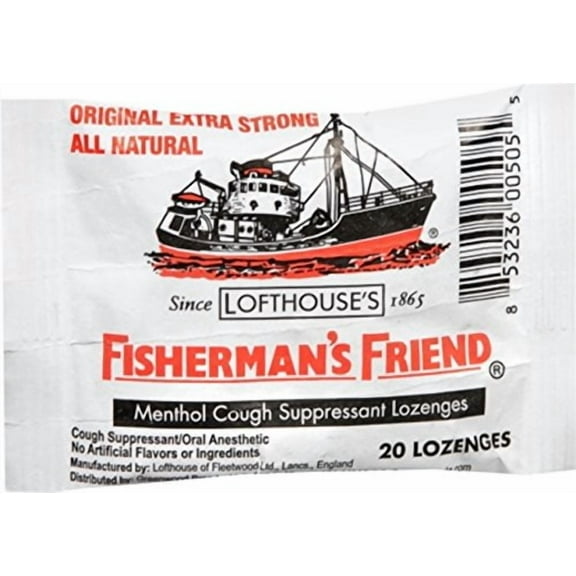 Menthol Cough Suppressant Lozenges Original Extra Strong - 20 Lozenges by Fisherman's Friend (pack of 4)