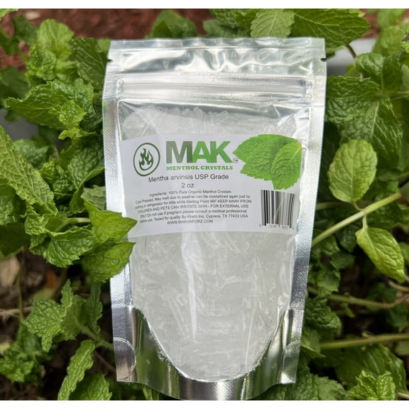 Menthol Crystals 100% PURE ORGANIC USP Food Grade Natural Resealable Bag 2oz