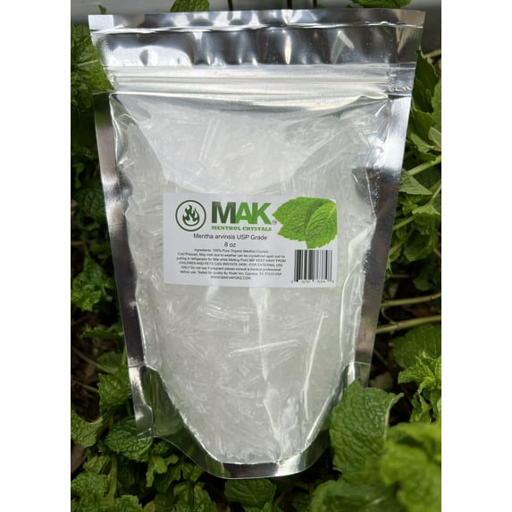 Menthol Crystals 100% PURE ORGANIC USP Food Grade Natural Resealable Bag 8oz