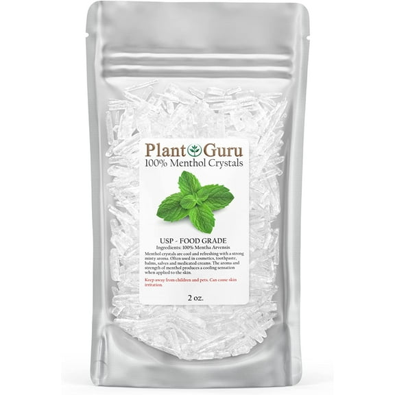 Menthol Crystals 2 oz. Mentha Arvensis 100% Pure Natural Organic USP Food Grade - Great for Cosmetics, Salves, Balms, Creams and Soap Making.
