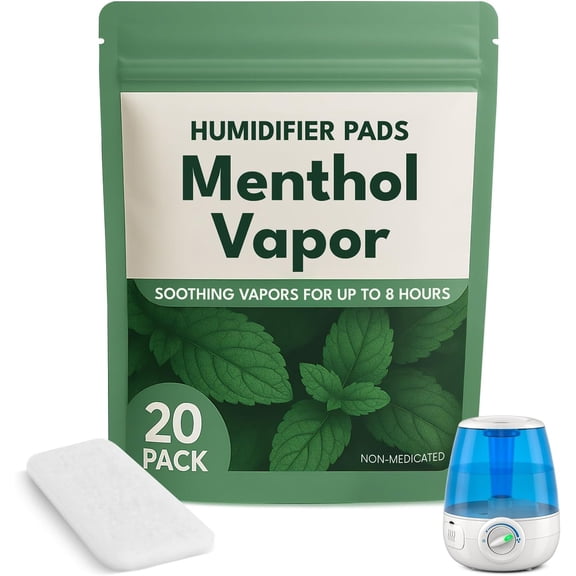 Menthol Vapor Pads for Humidifier 20-Pack VapoPads Refill Pads, Soothing Menthol Scent for Vaporizers & Waterless Plug-In Devices, Non-Medicated Humidifier Pads, Up to 8 Hours of Soothing Vapors
