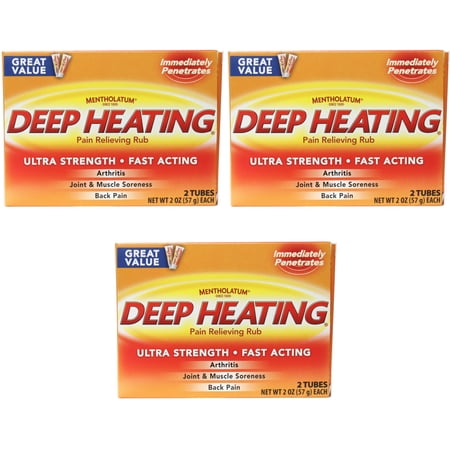 Mentholatum Deep Heating Rub Extra Strength Pain Relieving Tube - 2 Oz, 6 Pack