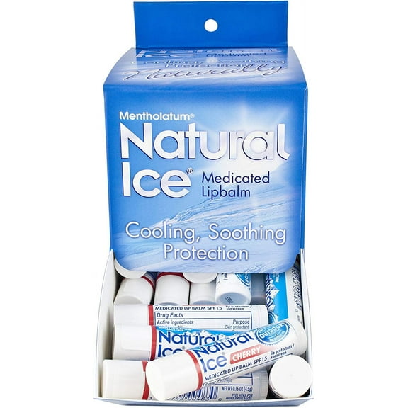 Mentholatum Natural Ice Medicated Cherry Lip Balm 48 Count Case
