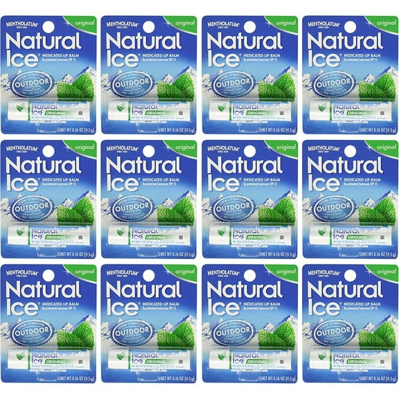 Mentholatum Natural Ice Medicated PP Protectant Sunscreen, 0.16 Ounce (Pack of 12)