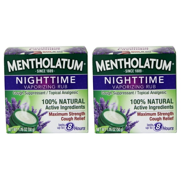 Mentholatum Nighttime Maximum Strength Vaporizing Rub - 1.76 Oz, 2 Pack