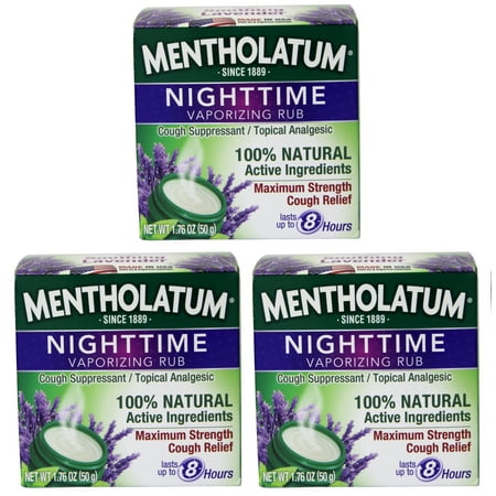 Mentholatum Nighttime Maximum Strength Vaporizing Rub - 1.76 Oz, 3 Pack