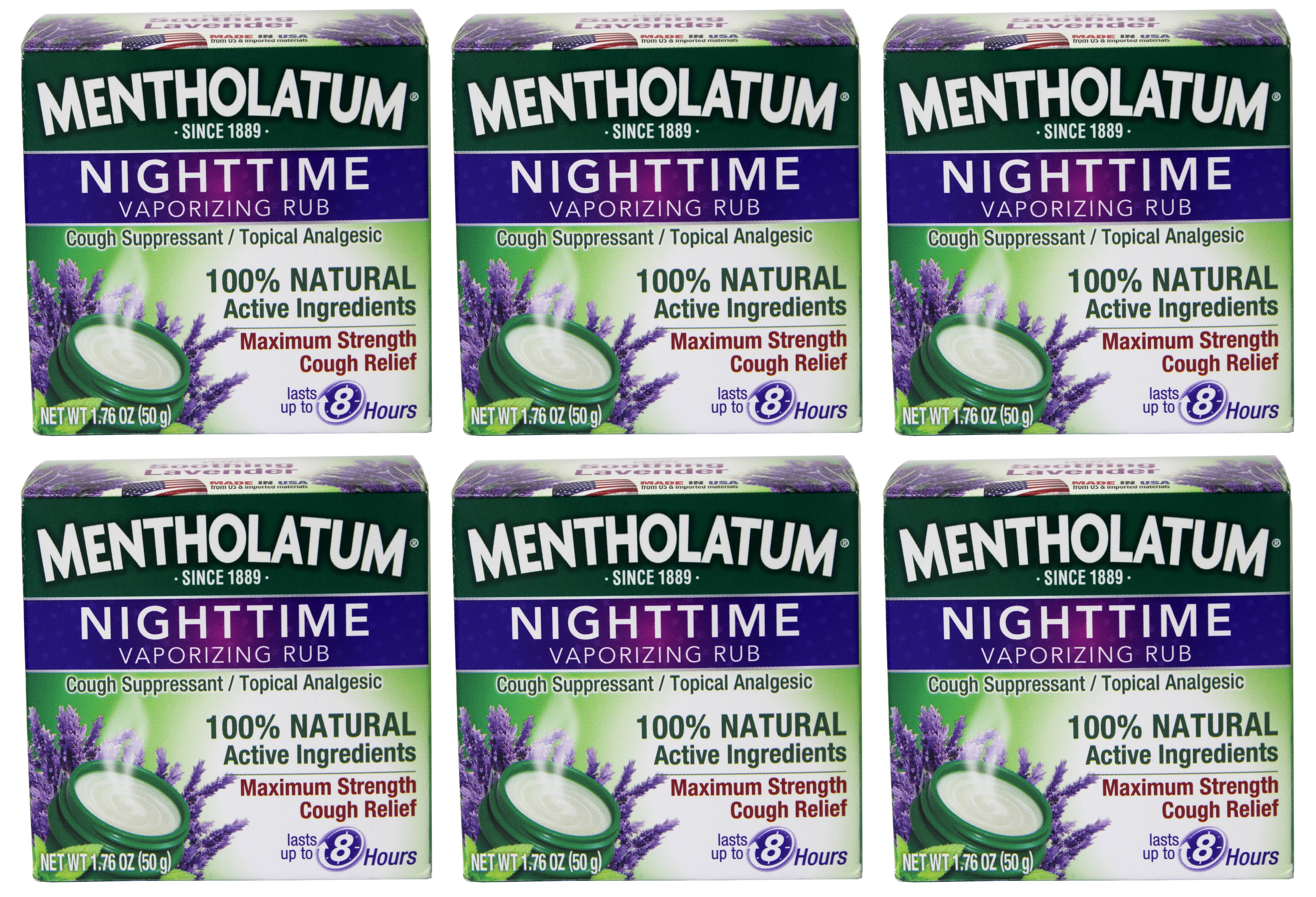 Mentholatum Nighttime Maximum Strength Vaporizing Rub - 1.76 Oz, 6 Pack