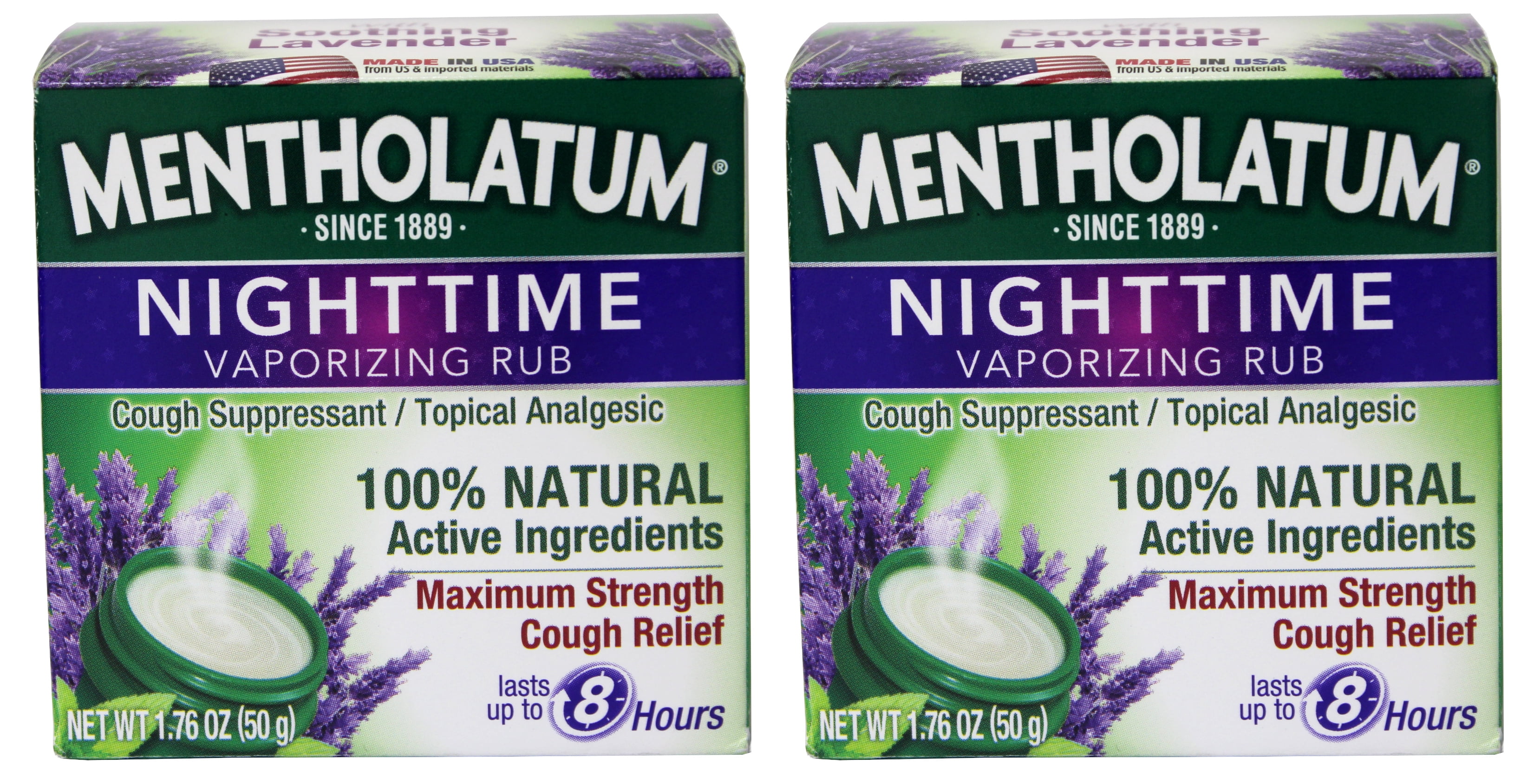 Mentholatum Nighttime Vaporizing Rub Maximum Strength Cough Relief, 1.76 oz (Pack of 2)