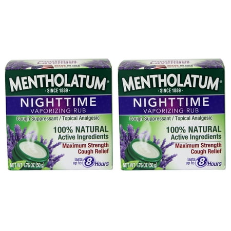 Mentholatum Nighttime Vaporizing Rub Maximum Strength Cough Relief, 1.76 oz (Pack of 2)