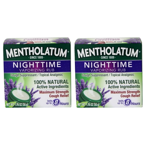 Mentholatum Nighttime Vaporizing Rub Maximum Strength Cough Relief, 1.76 oz (Pack of 2)