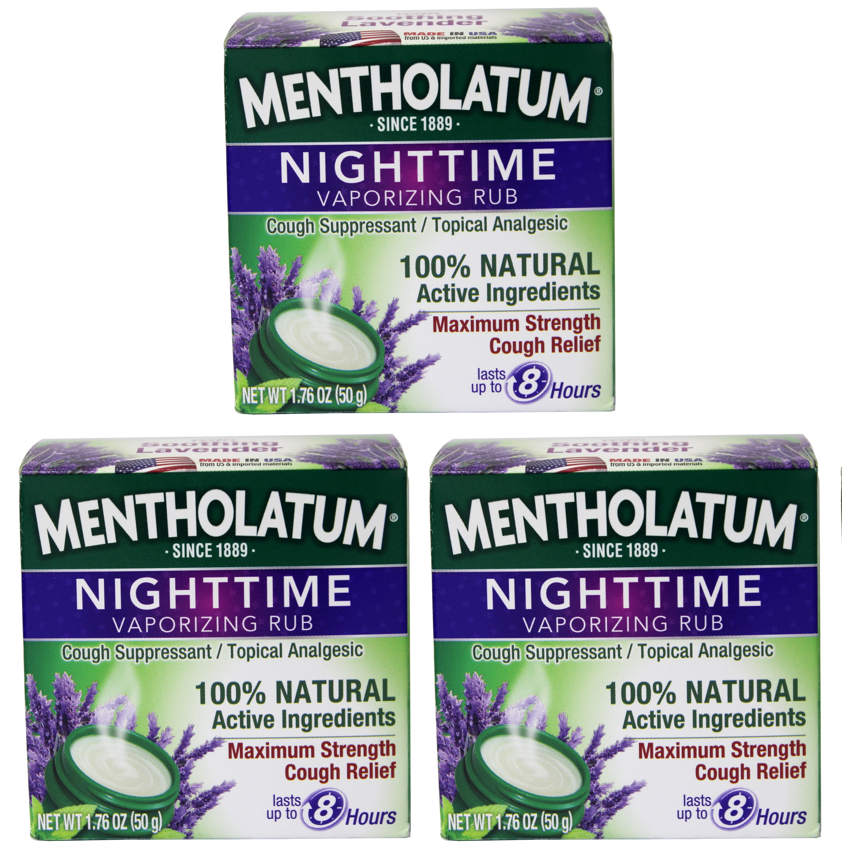 Mentholatum Nighttime Vaporizing Rub Maximum Strength Cough Relief, 1.76 oz (Pack of 3)