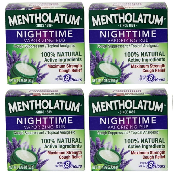 Mentholatum Nighttime Vaporizing Rub Maximum Strength Cough Relief, 1.76 oz (Pack of 4)